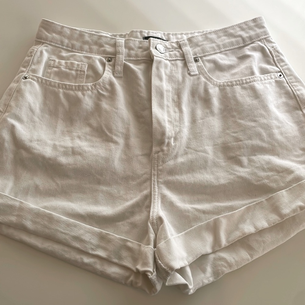 White High Waisted Denim Shorts for Summer